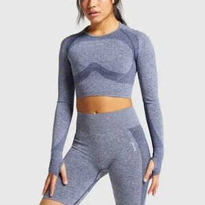 Gymshark Blue Marl Flex Long Sleeve Crop